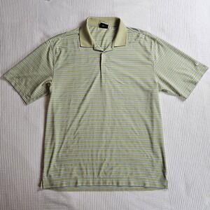 Nike Golf Green White Blue Stripe Dad Polo Shirt Dri Fit Performance Men L
